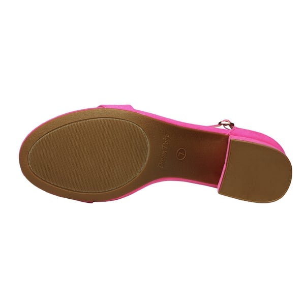 Chunky Low Heel Pump Sandals - FUCHSIA SUEDE - 3